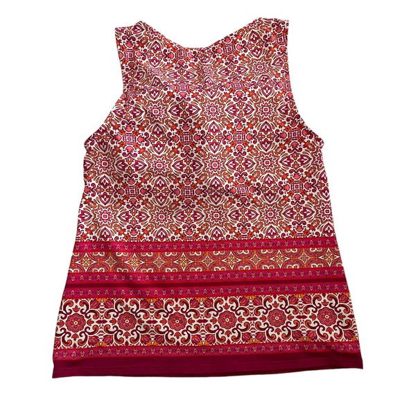 Lands' End High Neck Tankini Swim Top Cerise Pink Majolica Border - Picture 2 of 3